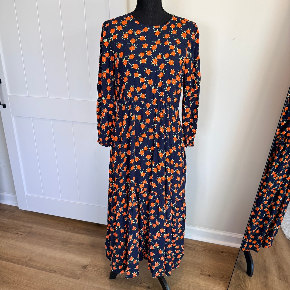 NWT J.Crew Flowy Tiered Midi Maxi Dress in Poppy Fields Size 8